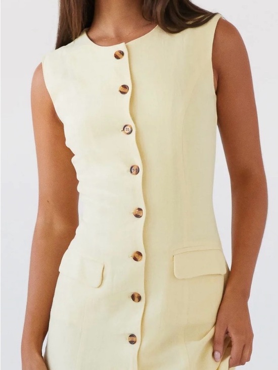 Peppermayo Dresses & Skirts - Peppermayo Butter Yellow Castello Fiore Linen Mini Dress